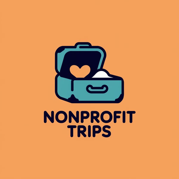 Blue suitcase with heart Nonprofit Trips logo